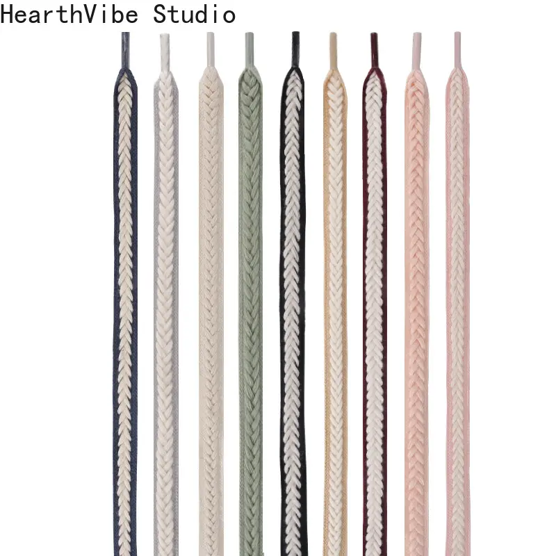 2-Color Wheat Ear Braid Laces, Flat Weave Polyester and Nylon Shoe Strings for Sneakers, Lightweight for Casual Footwear, Cold Wash, Multi-Function