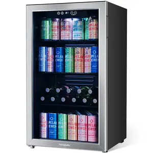 hOmeLabs 120 Can Beverage Refrigerator Cooler Glass Door Mini Fridge, 3.2 Cu Ft
