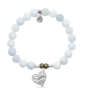 Celestine Gemstone Bracelet with Seas the Day Sterling Silver Charm