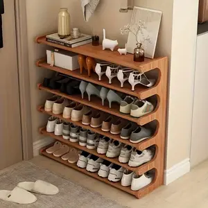 5/6-layer practical storage rack, shoe rack, space-saving design, multi-layer independent storage rack, wood grain finish, easy to assemble, self-supporting cubic shoe storage rack, storage rack, suit