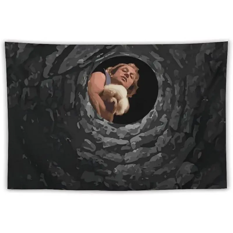 Buffalo Bill and Lamb Tapestry - "Silence of the Lambs" Inspired Wall Art, Polyester, Black with Caving Scene, Ideal for Bedroom, College Dorm, Home Decor, College Dorm Decor |     Cinematic Tapestry |     Polyester Fabric, Buffalo Plaid Home Decor,Chi
