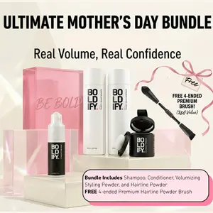 Mother's Day Bundle: Hairline Powder, Shampoo and Conditioner, 4-Ended Brush