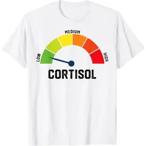 Men's Low cortisol levels as a positive health indicator Graphic T-Shirt - Short Sleeve Crew Neck Regular Fit Casual Wear | Soft & Breathable Fabric, Durable Print, Everyday Comfort, Machine Washable, humorous and informative graphic design Casual wear