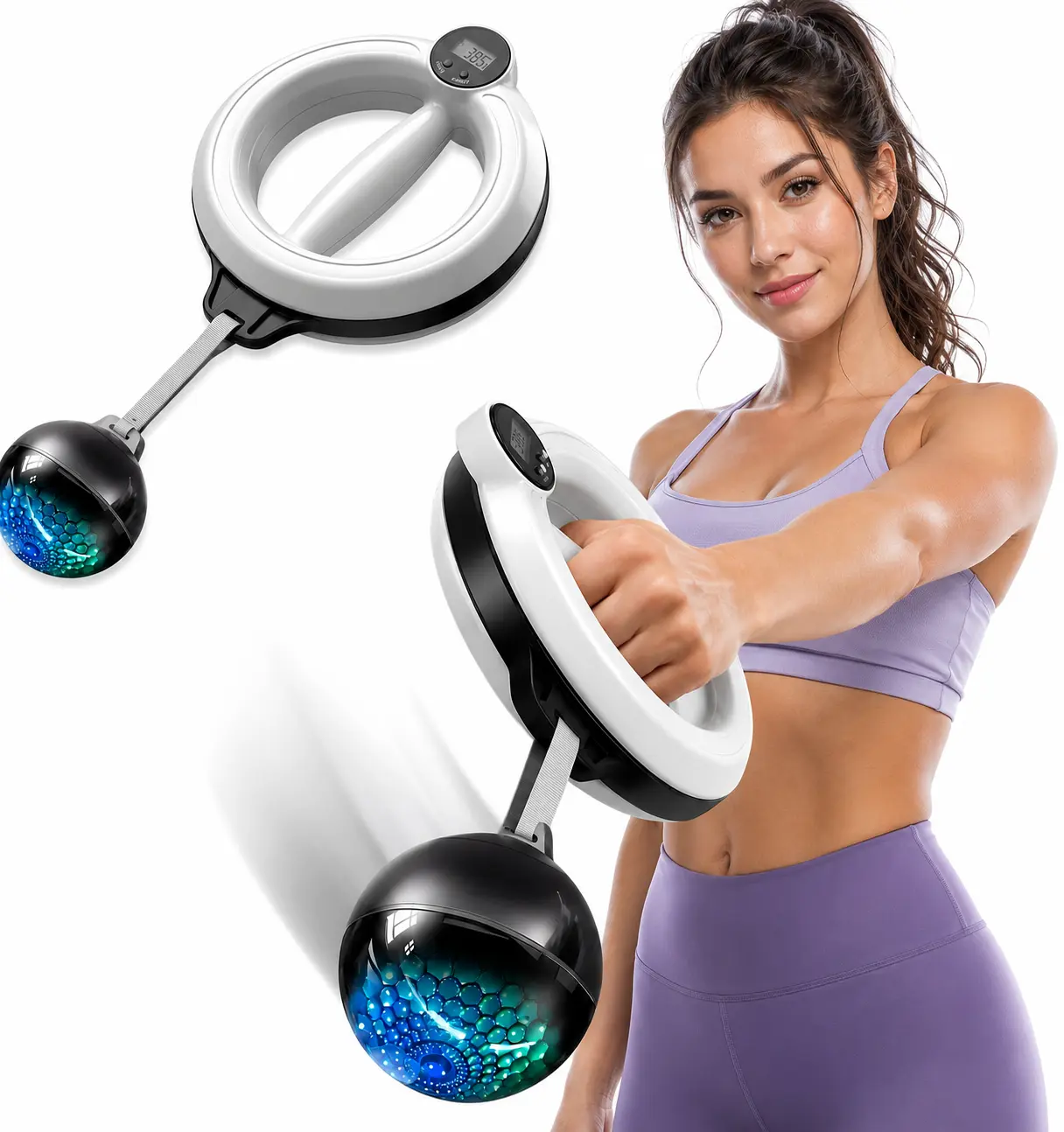 360° Rotating Wrist & Forearm Trainer Grip Strengthener for Men Women, Upper Body Strength Chest Arm Workout Tool for Arms Shoulders Chest Waist, Portable Home Gym Fitness Equipment with Adjustable Dumbbells Thrust Machine Workout Accessories