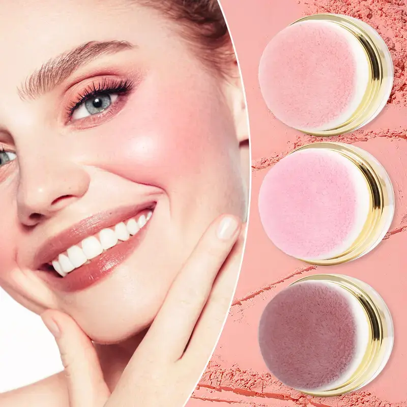 3-in-1 Powder Makeup Stick Set – Blush, Highlighter & Contour, Blendable, Long-Lasting Natural Glow Finish | Loose Powder Blush Air Cushion, Natural Blusher for Cheeks, Highly Pigmented Blush Makeup Easy to Blend, All Day Wear
