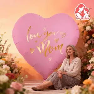 Mother's Day Decorations Balloon, Aluminum Foil Heart Shape, Perfect Gift for Mother's Day Celebrations & Party Supplies, Heart Shaped Balloons