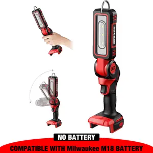 Cordless LED Work Light for Milwaukee M18 Battery, Two Levels Adjustable Up to 1000 Lumens with Low Voltage Protection, 90 Degree Rotating Wide-angle Lighting for Workshop, Camping, Outdoor