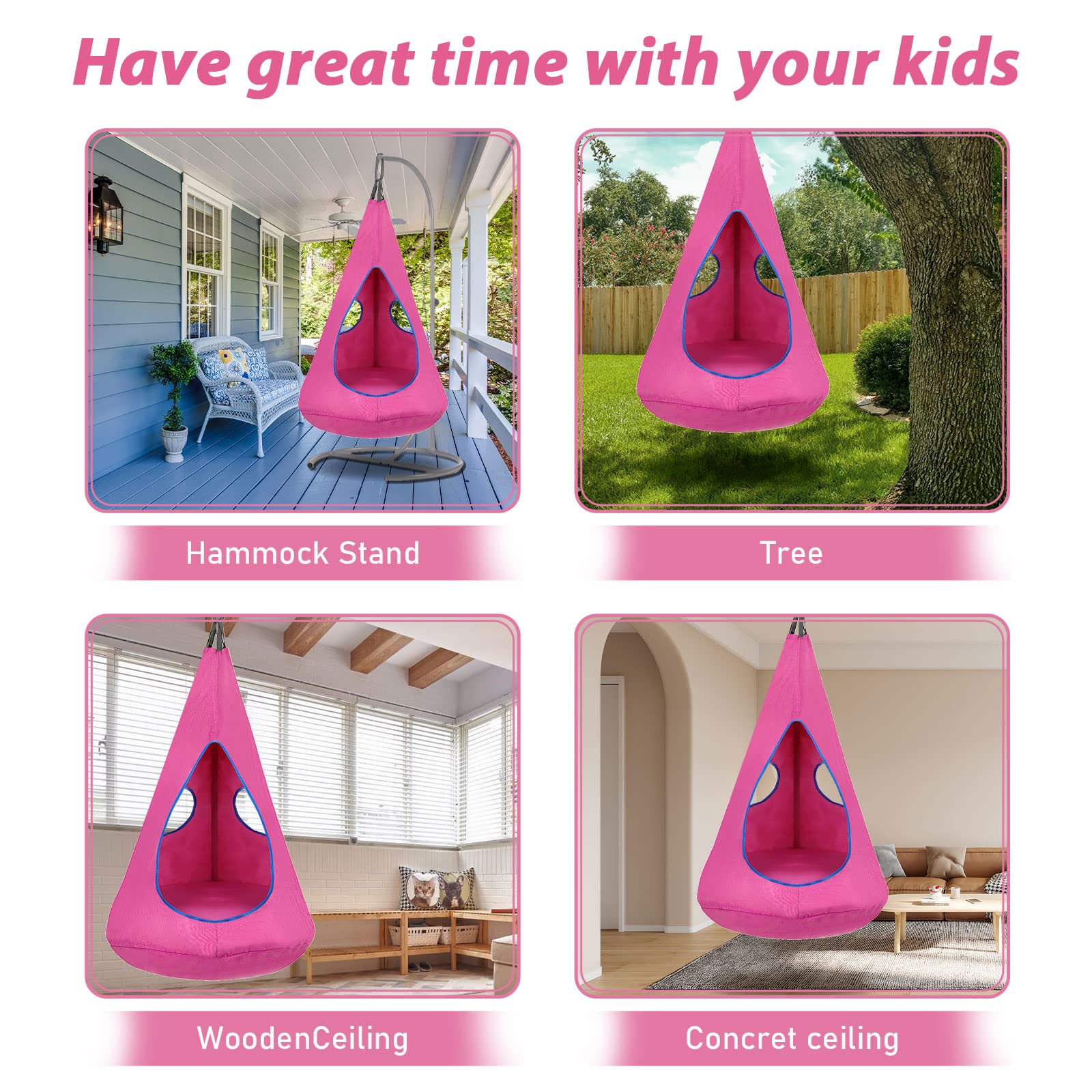 Twin Acrylic Double Hanging Swing Hammock Chair with 200kg Weight Capacity, Inflatable Seat Cushion for Outdoor Camping, Backyard Use