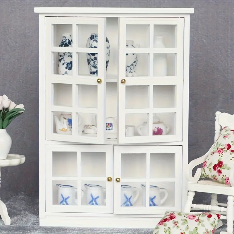 White Mini Display Shelf Furniture for Dollhouse Living Room or Kitchen Decor, Perfect Gift Idea, Miniature Furniture