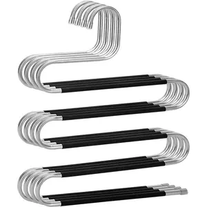 Stainless Steel Hanger, S-shaped Pants Jeans Scarf Hanging Storage Rack, Multi-layer Clothes Hanger, Home Organizer for Wardrobe, Hanger Space Saving