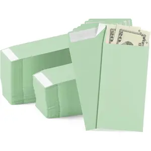500 Pcs Cash Envelopes Bulk 110 Gsm Money Envelopes for Cash with Gummed Flap, Money Saving Challenge for Coin Check Gift Card Ticket, 3.5 x 6.5 Inch Light Green