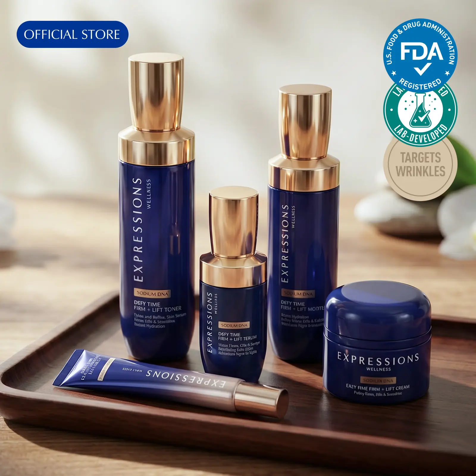 [EXPRESSIONS] DEFY TIME PDRN Collagen Anti-Aging Set Full Routine Plump & Healthy Skin - PDRN Toner, Serum, Moisturizer, Face Cream & Eye Cream | Total Needle-Free Lift for Wrinkles & Sagging | 5-Step Spa-Grade Cellular Repair System,travel essentials