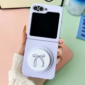 Wave Pattern Magnetic Protective Phone Case with Stand, Cover, Compatible with Samsung Galaxy Zflip7 Zflip7 FE Zflip6 Zflip5 , Luxury Candy Color Design, Accessories