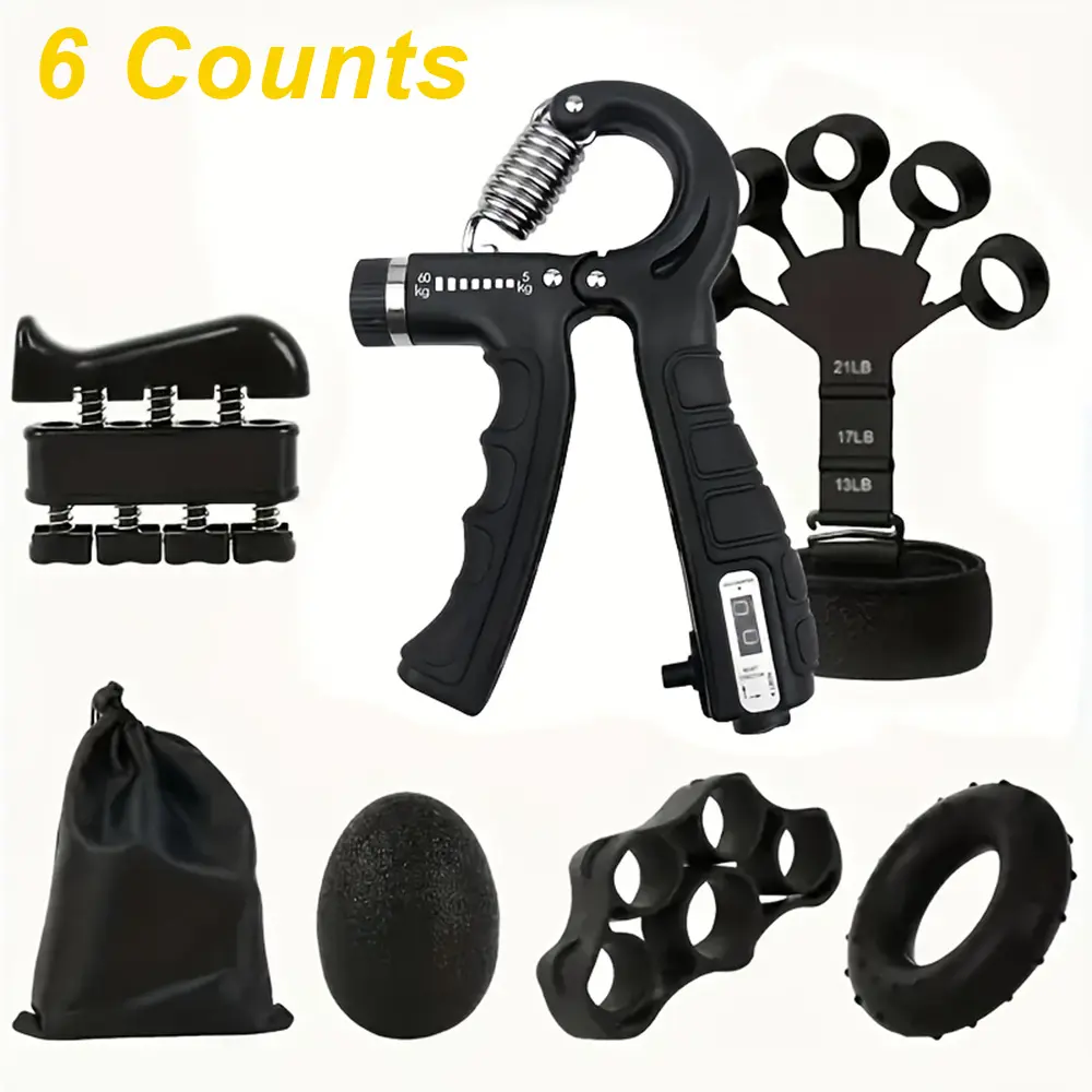 6-Piece Adjustable Hand Grip Strengthener Set – Forearm, Finger & Wrist Training with Finger Stretchers, Home Workout & Office Stress Relief, Hand Grip Exerciser, Workout Fitness Equipment, Grip Strengthener Kit