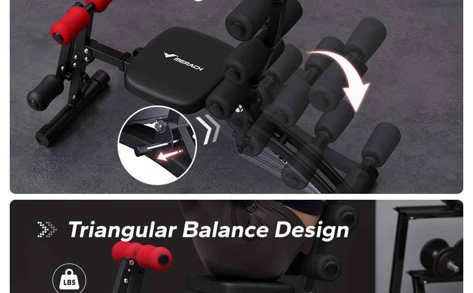 Merach Adjustable Weight Bench for Full Body Workout, Press Bench of Home Gym Strength Training, Exercise Machine for ab, arm, leg