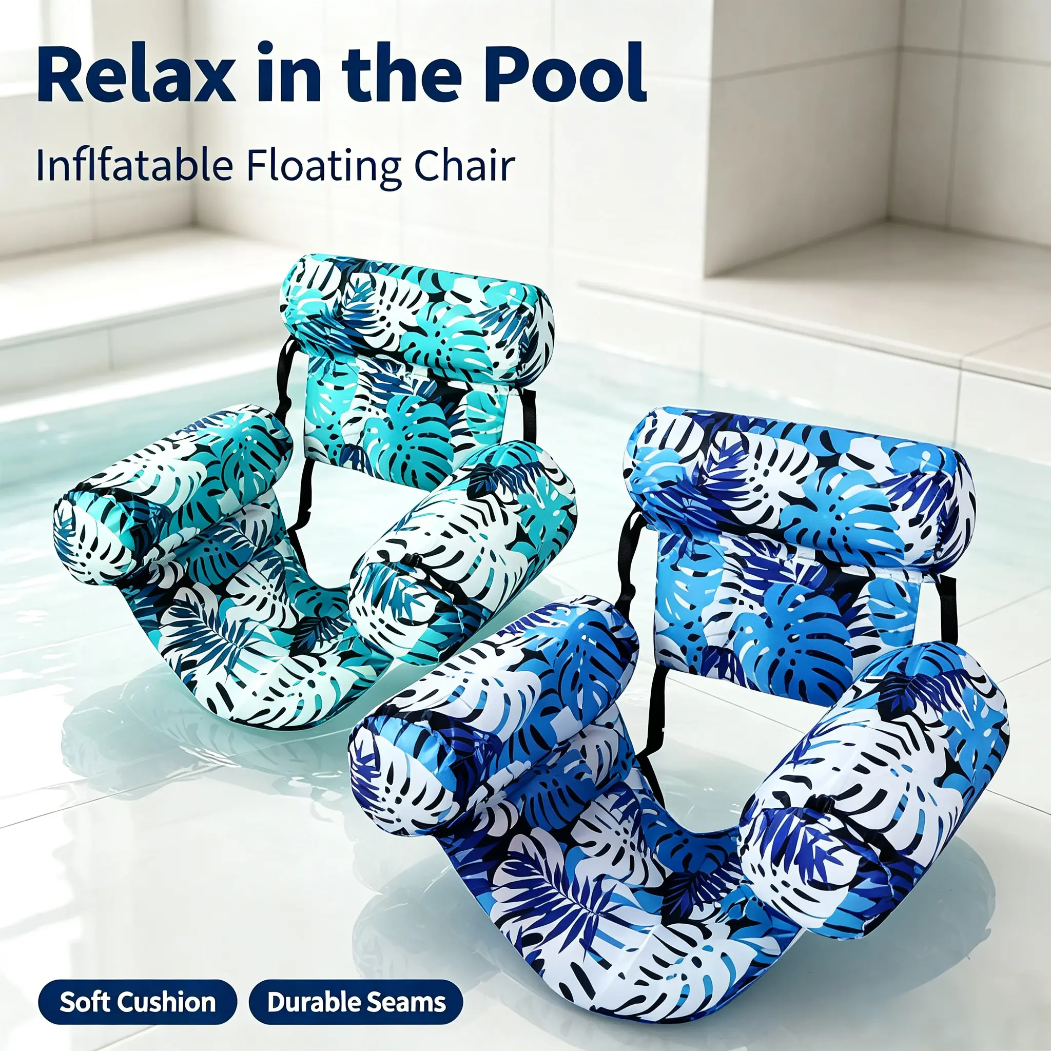 Foldable Compact Pool Raft Leaf Pattern Water Hammock Lounger, Multi-Functional Portable Floating Pool Float Chair, Easy Storage Water Lounge, Versatile Gear For Backyard Pool Events And Coastal Beach Vacations
