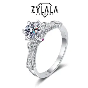Wishing Synthetic Moissanite 1.0 ct Ring, Elegant Design, 925 Sterling Silver, Promise/Engagement/Wedding Jewelry for Brides, Noble Gift