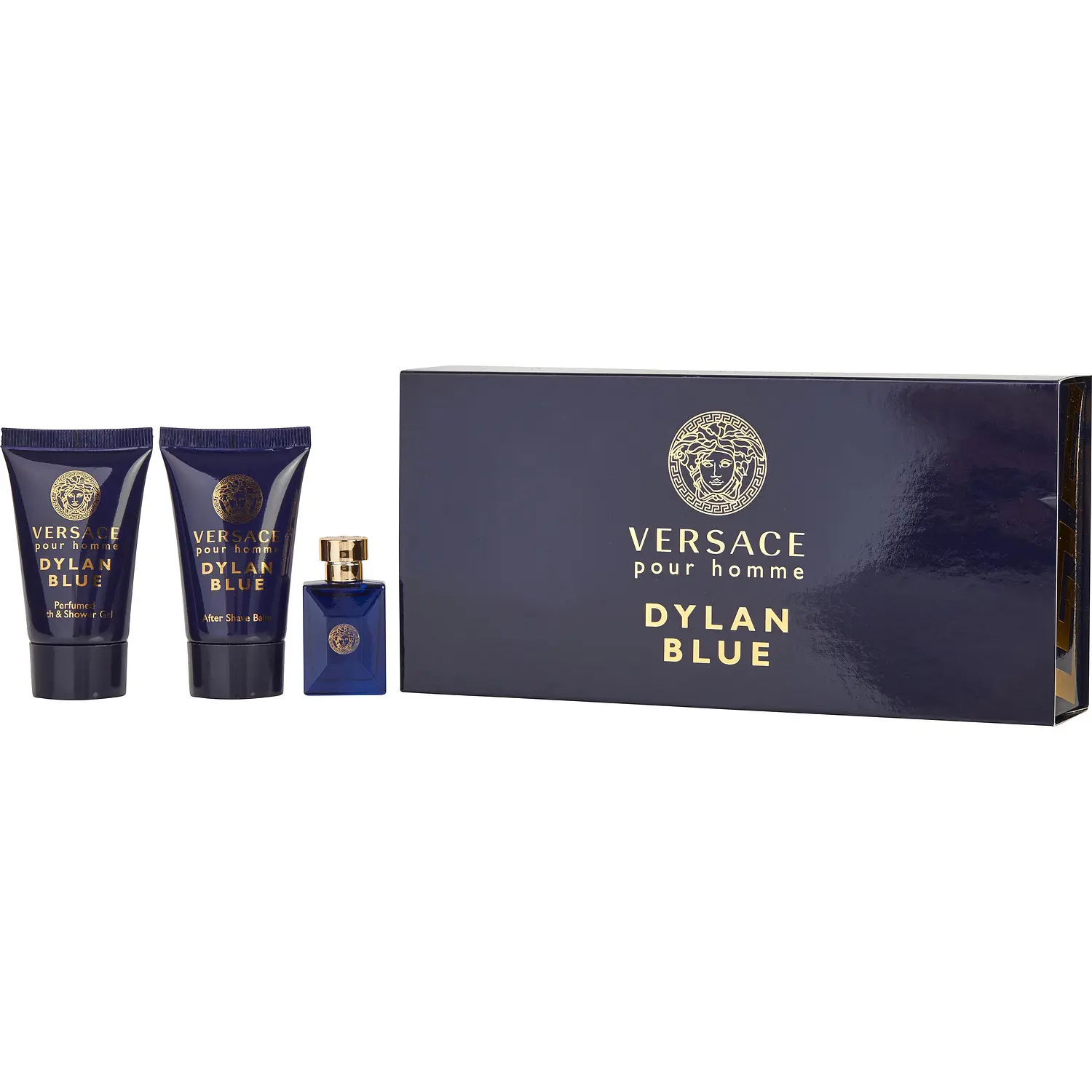 Versace Dylan Blue Set-Edt 0.17 Oz Mini & Shower Gel 0.8 Oz & Aftershave Balm 0.8 Oz For Men Versace Dylan Blue Set-Edt 0.17 Oz Mini & Shower Gel 0.8 Oz & Aftershave Balm 0.8 Oz For Men