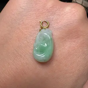 Green jadeite Jade Ruyi pendant, 925 silver