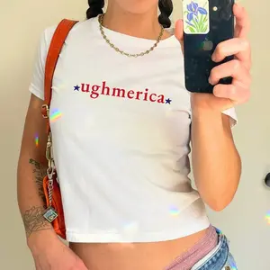 Ughmerica Baby Tee Liberal 4th of July shirt 90s Y2K baby tee America 250 years Funny Fourth of July Protest 250th anniversary Baby tee