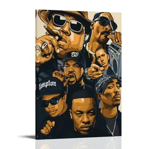 Hip Hop-Legends Posters Music Album Cover Posters Canvas Wall Art High-Resolution Vintage Band & Artist Prints for Room