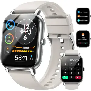 [Flash Deals] Coucur 1.69'' Touchscreen Smartwatch with Fitness Tracker & Sleep Monitor for Men Women Android iOS Compatible Silicone Band Bluetooth Calls Wearable