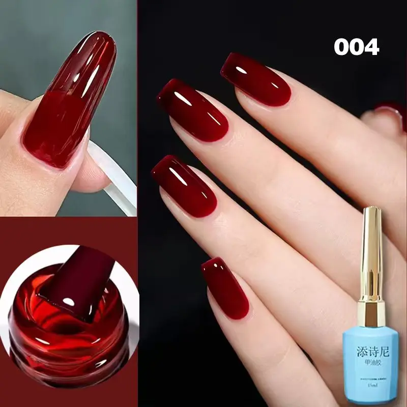 Translucent Red Gel Nail Polish, Liquid Polish, Long-lasting and Shiny, Smooth and Easy to Apply, Perfect for Glazed Manicures, Suitable for Nail Salons and Daily Use, Nail Products
