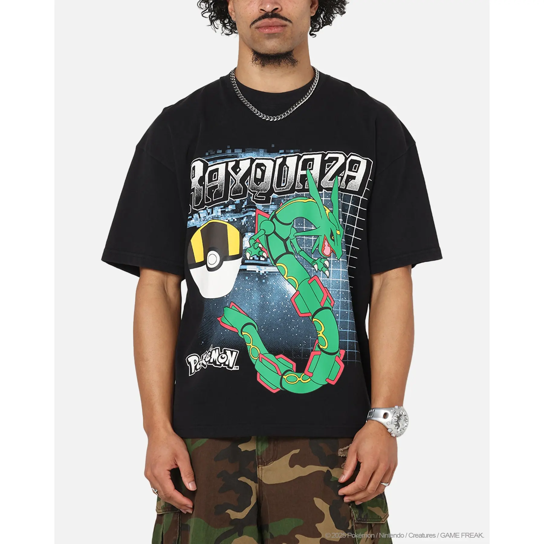The Pokémon Collection By 73Studio Rayquaza Vintage T-Shirt Off Black