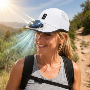 A solar outdoor fan cap that provides summer sun protection, baseball cap style, quick-drying, rechargeable, adjustable headband, cool and breathable, high airflow, long battery life, suitable for various outdoor activities, Father’s Day gift.
