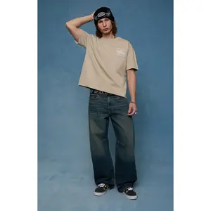 Pacsun Men's Mason Baggy Barrel Jeans Dart Dark Blue Tint