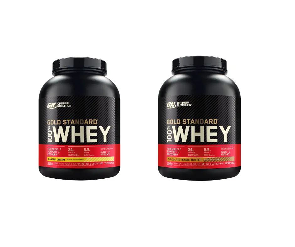 Optimum Nutrition Gold Standard 100% Whey Protein | Banana Cream & Chocolate Peanut Butter, 5 lbs Optimum Nutrition Gold Standard 100% Whey Protein | Banana Cream & Chocolate Peanut Butter, 5 lbs