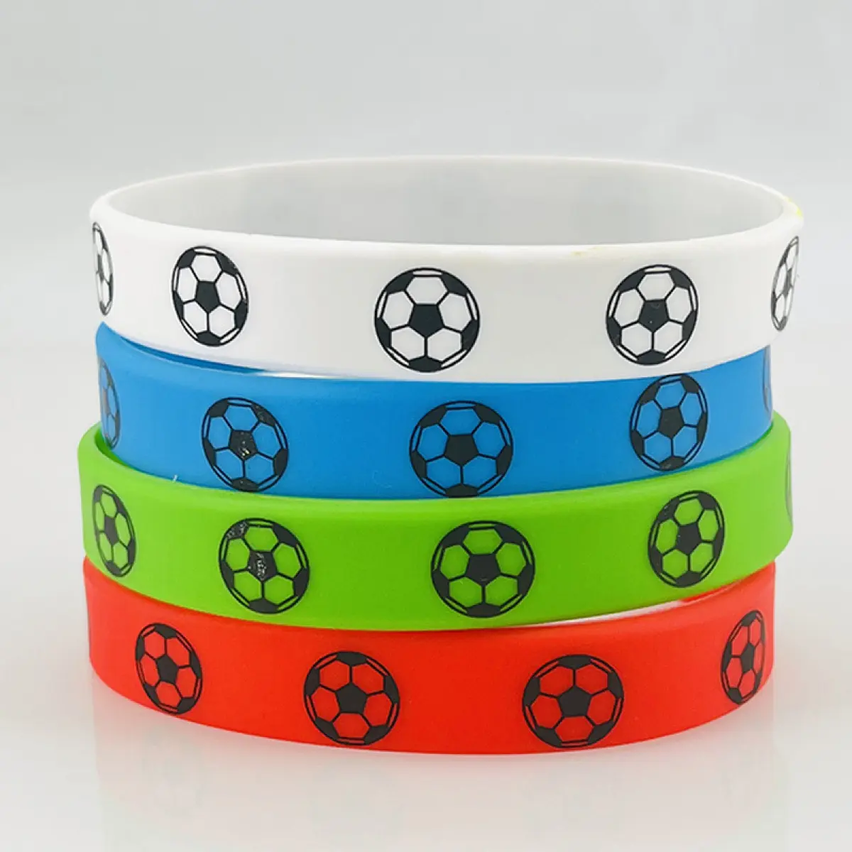 Soccer Silicone Rubber High Quality Bracelets - 5 Different Designs, Green/Black/White Colors, Ideal for Sports Events, Soccer Birthday Party Favors, High Quality Bracelet