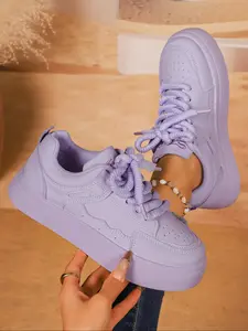 Women's Casual PU Leather Sneakers, Comfortable Low-Heel Sports Shoes for All Seasons, Fashionable and Versatile Footwear for Daily Wear, Thick Sole Sneakers