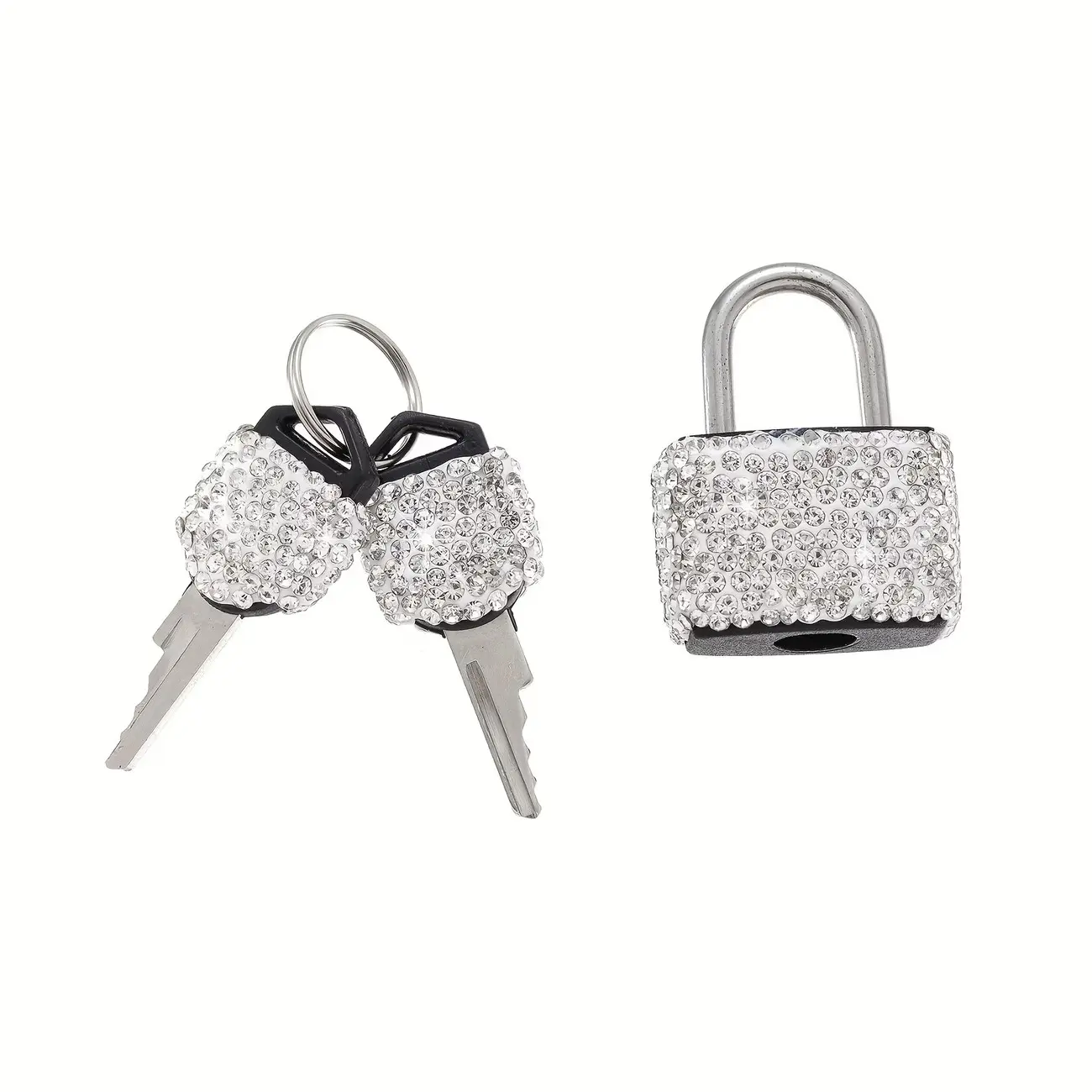 Sparkling Crystal Keyed Padlock, Security Lock, Metal Mini Lock with 2 Keys, No Assembly Required, Ideal for Luggage, Gym Lockers, Suitcases & Storage Cabinets, Secure Lock, Locks with Keys