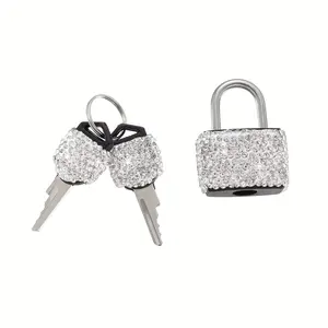 Sparkling Crystal Keyed Padlock, Security Lock, Metal Mini Lock with 2 Keys, No Assembly Required, Ideal for Luggage, Gym Lockers, Suitcases & Storage Cabinets
