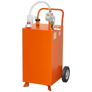 【GARVEE】Portable Fuel Caddies with Manual Transfer Rotary Pump, 35-45 Gallon Capacity, 4 Wheels for Easy Mobility, Suitable for Gasoline and Diesel Storage and Transfer for Boats, ATVs, Cars, Lawn Mowers, Available in Orange and Black