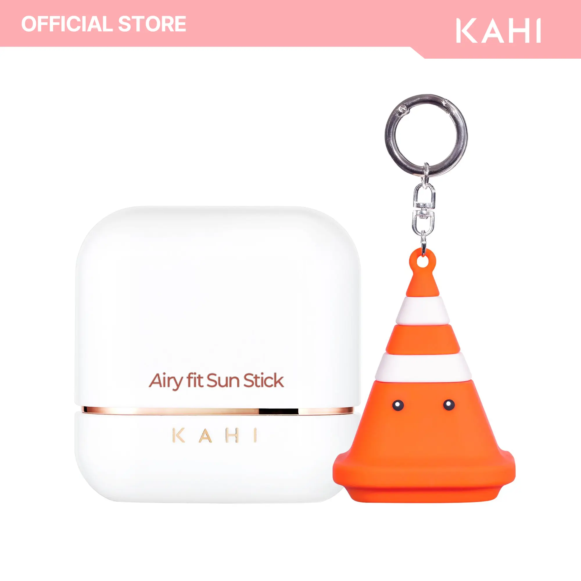 KAHI Airy Fit Sun Stick + Keychain, Hydrating Broad Spectrum SPF 50+ Facial Sunscreen for Radiant Skin, Waterproof & Non-Greasy Korean Skin Care for Adults, 0.49 oz