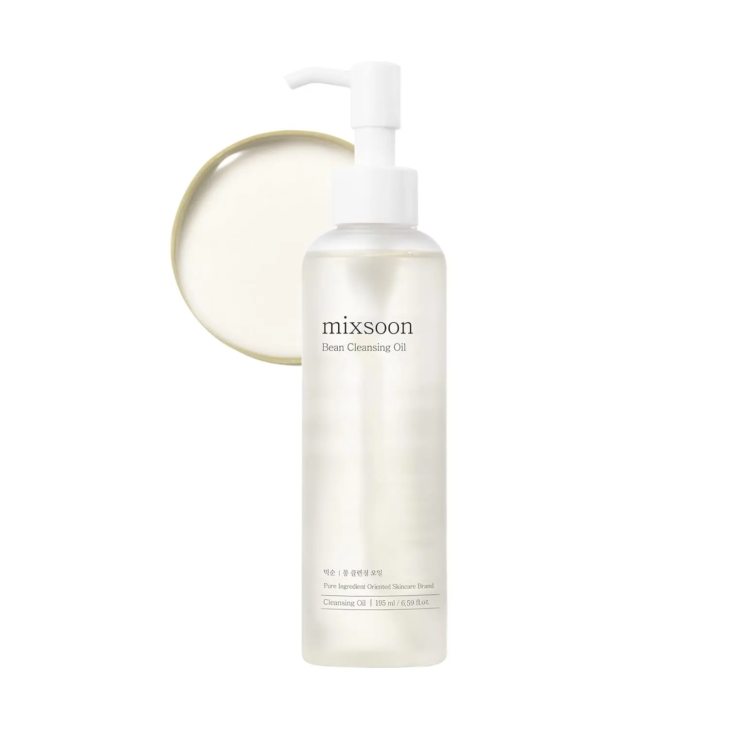 mixsoon Bean Cleansing Oil - Lightweight Oil Deep Cleansing and Makeup Blackhead Remover, Fermented Bean, Hydrating and Balancing for Smooth Skin 195ml / 6.59 fl.oz. Korean Glass Skin Care