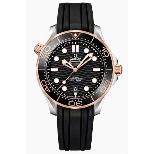 Omega Seamaster 300M Two-Tone with Black Dial and Rubber Strap, 42mm