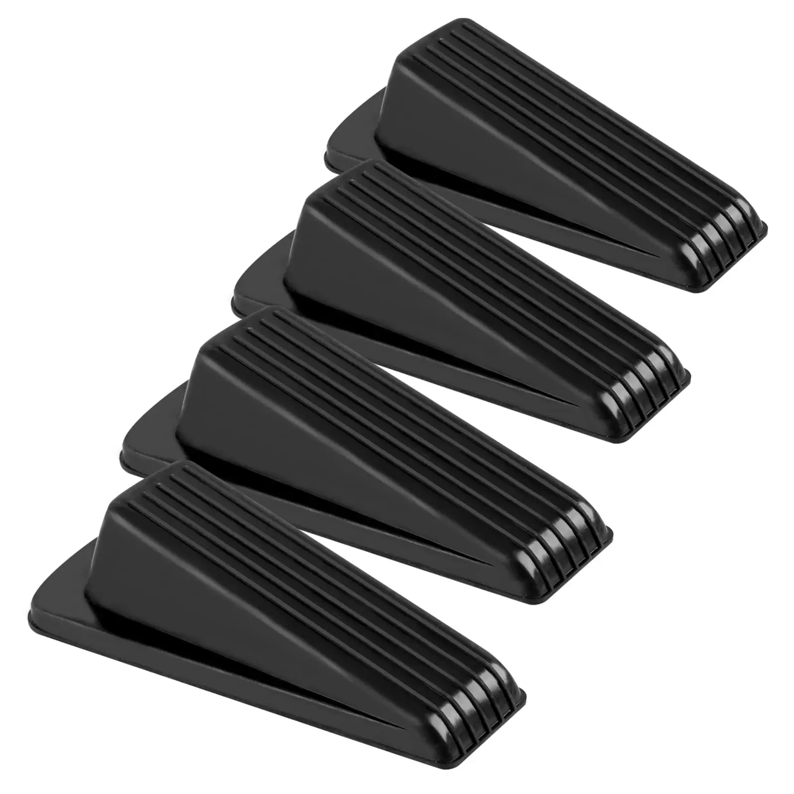 12-Pack Ultra-Thin Stainless Steel Hollow Magnetic Cabinet Door Catches - 4.8in(L)x2.2in(W)x1.3in(H), Durable Rubber Adhesive Friction Grip, Angled Base, Eco-Friendly Ceramic Build for Kitchen, School, Family Room, Office, Multiple Floors Door Stops