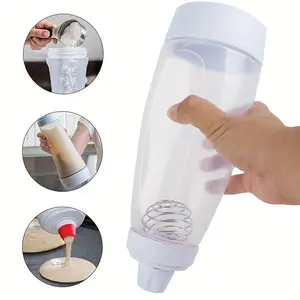 Pancake Batter Mixer Bottle – 33 Oz Dispenser with Blender Balls, Kitchen Squeezer for Batter, Graduated Lines & Non‑Slip Base for Cupcakes, Crepes, Muffins, Pancakes squeeze ketchup