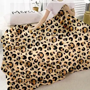 Cartoon Leopard Print Blanket, Soft Warm Throw Blanket, Air-conditioned Room Blanket, Warm Nap Blanket for Home & Office & Travel, Leopard Pattern Blanket