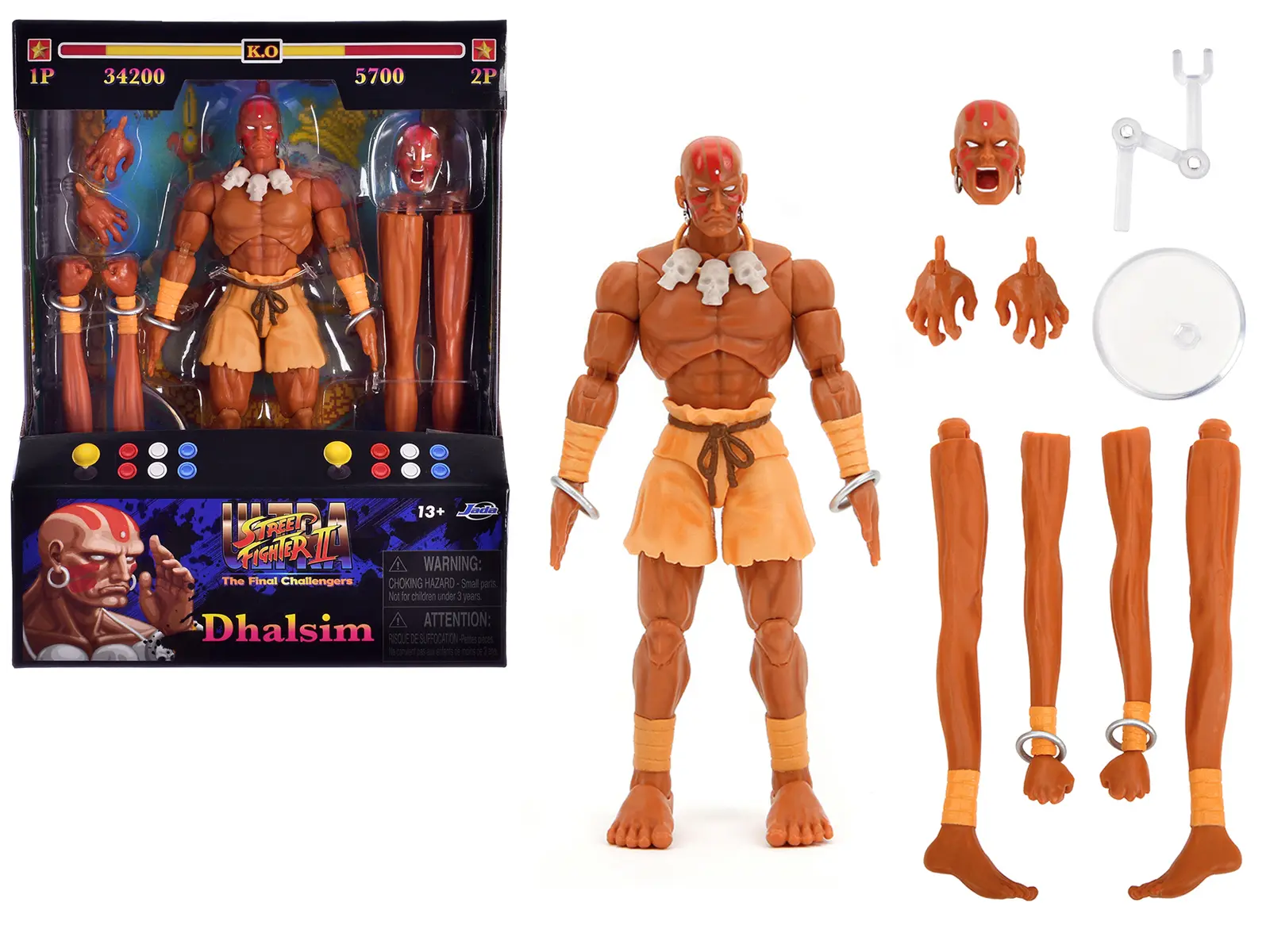 Dhalsim 6" Moveable Figure w/Alternate Head & Limbs "Ultra Street Fighter II: The Final Challengers" 2017 Video Game Model Jada