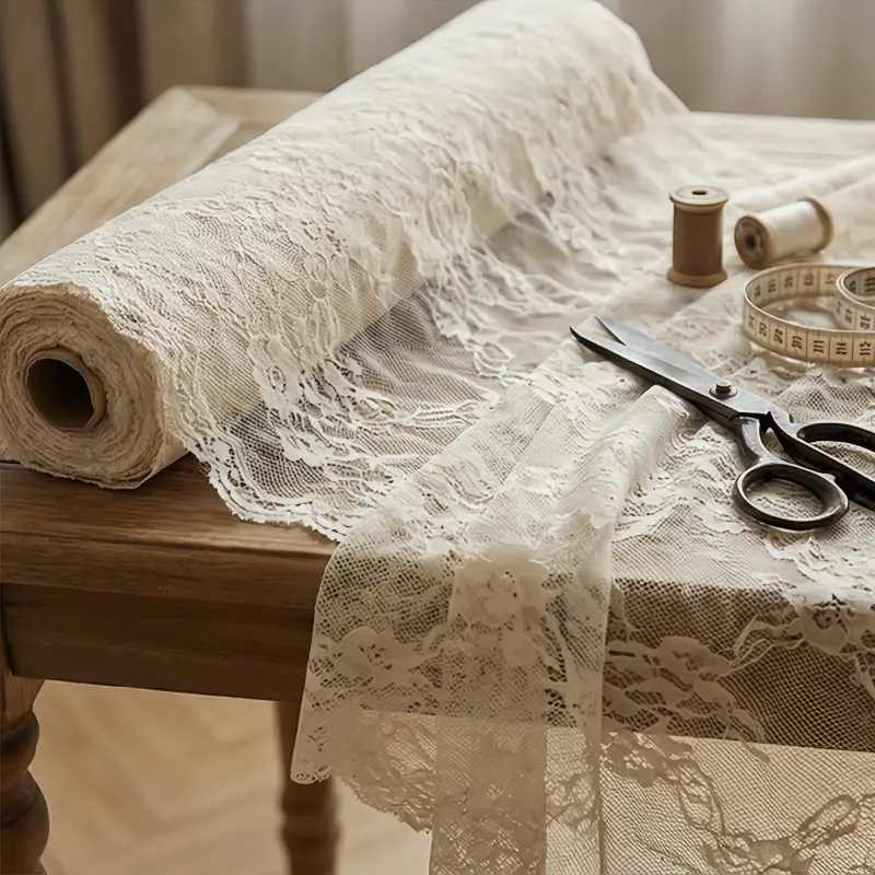Beige Floral Lace Fabric - Sheer, Soft Texture Material with Unique Design, Versatile and Elegant for Bridal Creations to Enhance Your Bridal Look, Dressmaking, Veils & DIY Sewing, Diy Sewing Projects, Floral Print, Skirts, Wedding, Endless Possibilities,