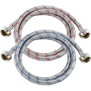 4 Ft Washing Machine Hoses, 2 Packs Universal Straight Head Washer Hoses, Integrally Molded Sealed, Burst-proof & Leak-proof, Fit for Front Load & Top Load Fully Automatic Washer