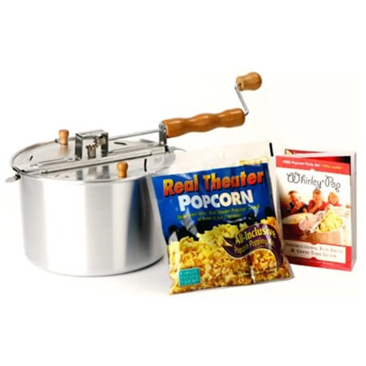 Wabash Valley Farms 25008A 6 QT Original Whirley Pop Stove-Top Popcorn Machine, Lightweight Metal Popper with Aluminum Pan & Stir Feature