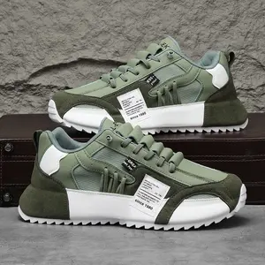 Men's lace-up platform round-toe shoes, available in black and green. They are comfortable, breathable and lightweight, versatile, stylish and trendy, suitable for all seasons. Ideal for daily wear, hiking and outdoor casual sports activities for men.
