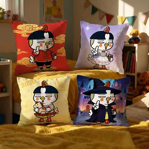 Food Samyang Buldak Ramen Cushion Cover INS Style Exquisite Print Short Plush Pillow Case Soft Skin-Friendly Durable Throw Pillow Cover 40x40 Viral Trendy Aesthetic Cozy Luxury Home Decor Living Room Bedroom Sofa Couch