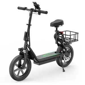 500W Electric Scooter with Seat for Adults, 22MPH Folding E-Scooter, 27-48 Miles Long Range, 14 Inch Inflatable Tires, Dual Suspension Electric Scooter, Adjustable Seat & Handlebars, Removable Basket, Commuter Mobility Scooter