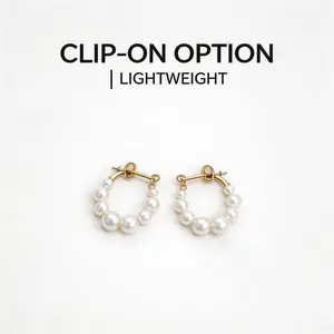7-Pearl Row Ear Crawler Earrings, 925 Sterling Silver Needle for Sensitive Ears, Minimalist Korean Style Jewelry for Women